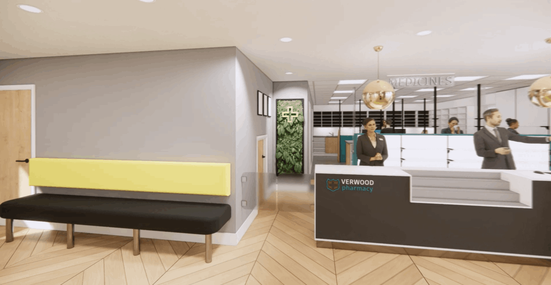 Concept of the pharmacy counter and waiting area